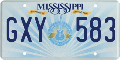 MS license plate GXY583