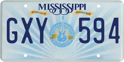 MS license plate GXY594