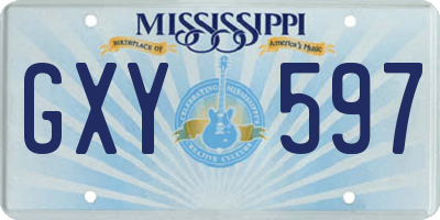 MS license plate GXY597
