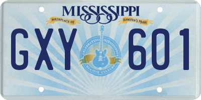 MS license plate GXY601