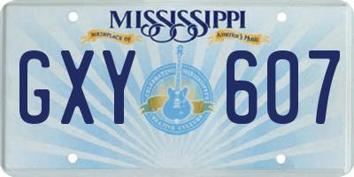 MS license plate GXY607