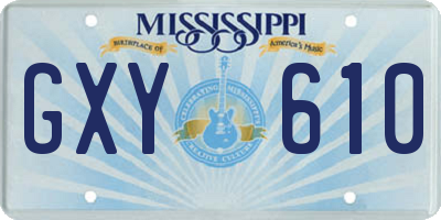MS license plate GXY610