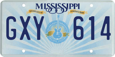 MS license plate GXY614