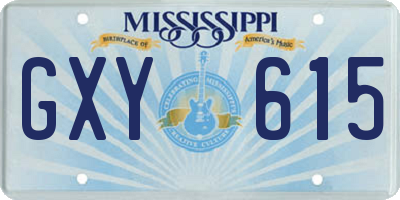 MS license plate GXY615