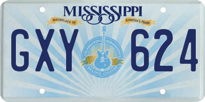 MS license plate GXY624