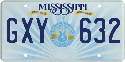 MS license plate GXY632