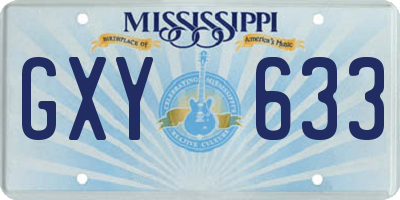 MS license plate GXY633