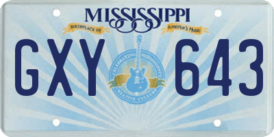 MS license plate GXY643