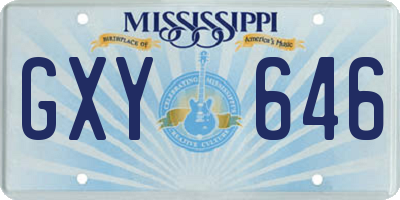 MS license plate GXY646