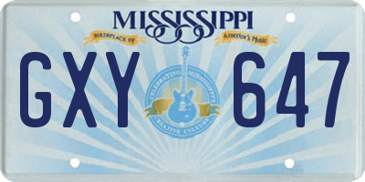 MS license plate GXY647