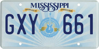 MS license plate GXY661