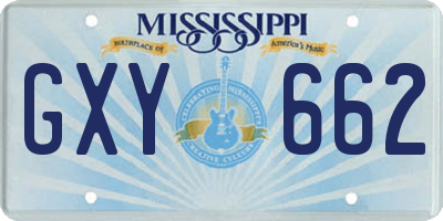 MS license plate GXY662