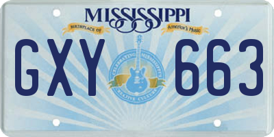 MS license plate GXY663