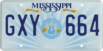 MS license plate GXY664