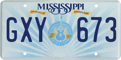 MS license plate GXY673