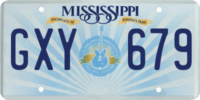 MS license plate GXY679