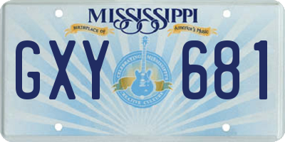 MS license plate GXY681