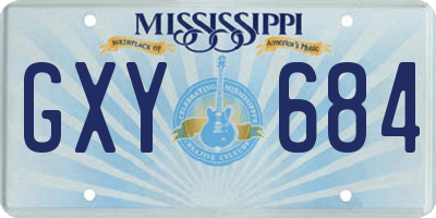 MS license plate GXY684