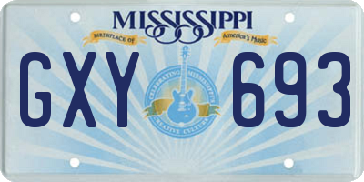 MS license plate GXY693