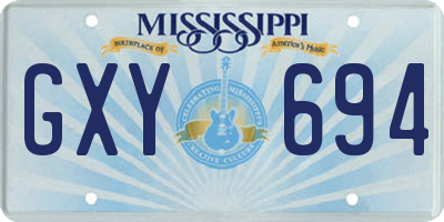 MS license plate GXY694