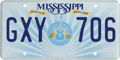 MS license plate GXY706