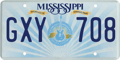 MS license plate GXY708