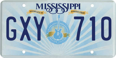 MS license plate GXY710