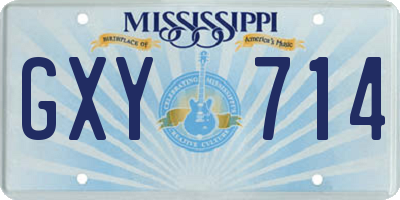 MS license plate GXY714