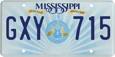 MS license plate GXY715
