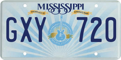 MS license plate GXY720