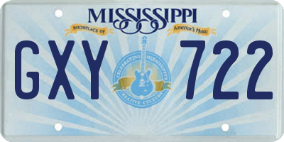 MS license plate GXY722