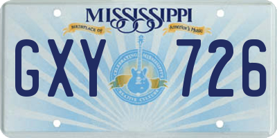 MS license plate GXY726