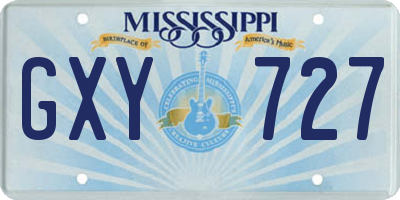 MS license plate GXY727