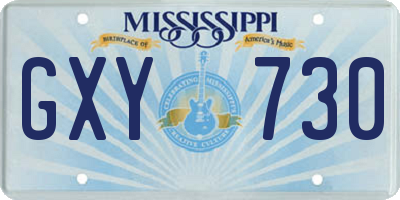 MS license plate GXY730