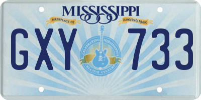 MS license plate GXY733