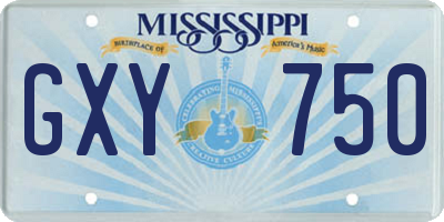 MS license plate GXY750