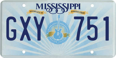 MS license plate GXY751