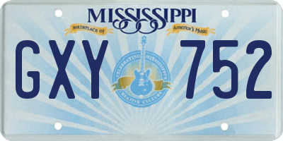MS license plate GXY752