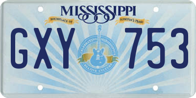 MS license plate GXY753