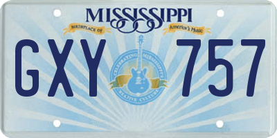 MS license plate GXY757