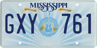 MS license plate GXY761