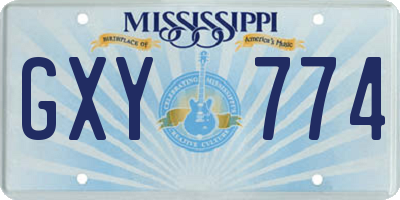 MS license plate GXY774