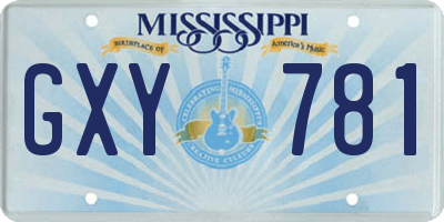 MS license plate GXY781