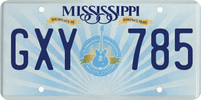 MS license plate GXY785
