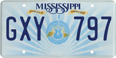 MS license plate GXY797