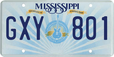 MS license plate GXY801