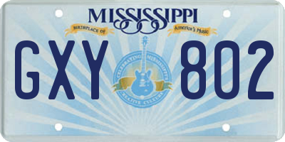 MS license plate GXY802