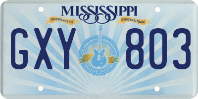 MS license plate GXY803