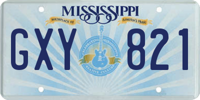 MS license plate GXY821