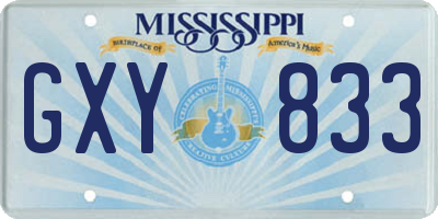 MS license plate GXY833